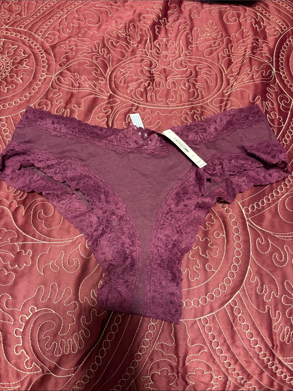 Victoria's Secret Lace-Trim Cheeky Panty in Deep Plum